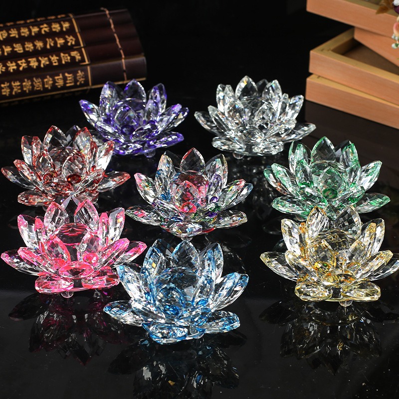 Paper Weight Crystal - Crystal Lotus Flower Figurine Home Wedding